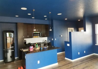 kitchen with new blue paint