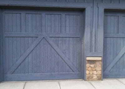 painted wooden garage doors