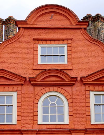 bright orange painted brick building