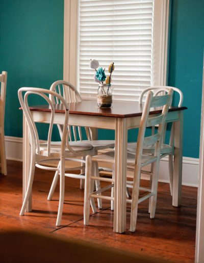 dining area with rustic furniture