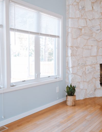 interior house wall and fireplace
